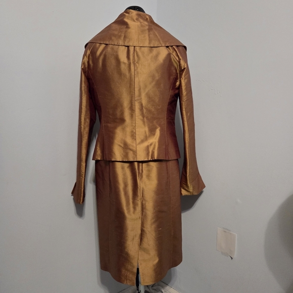 Gold Silk Taffeta Dress and Jacket Set Size 10 - Picture 2 of 8